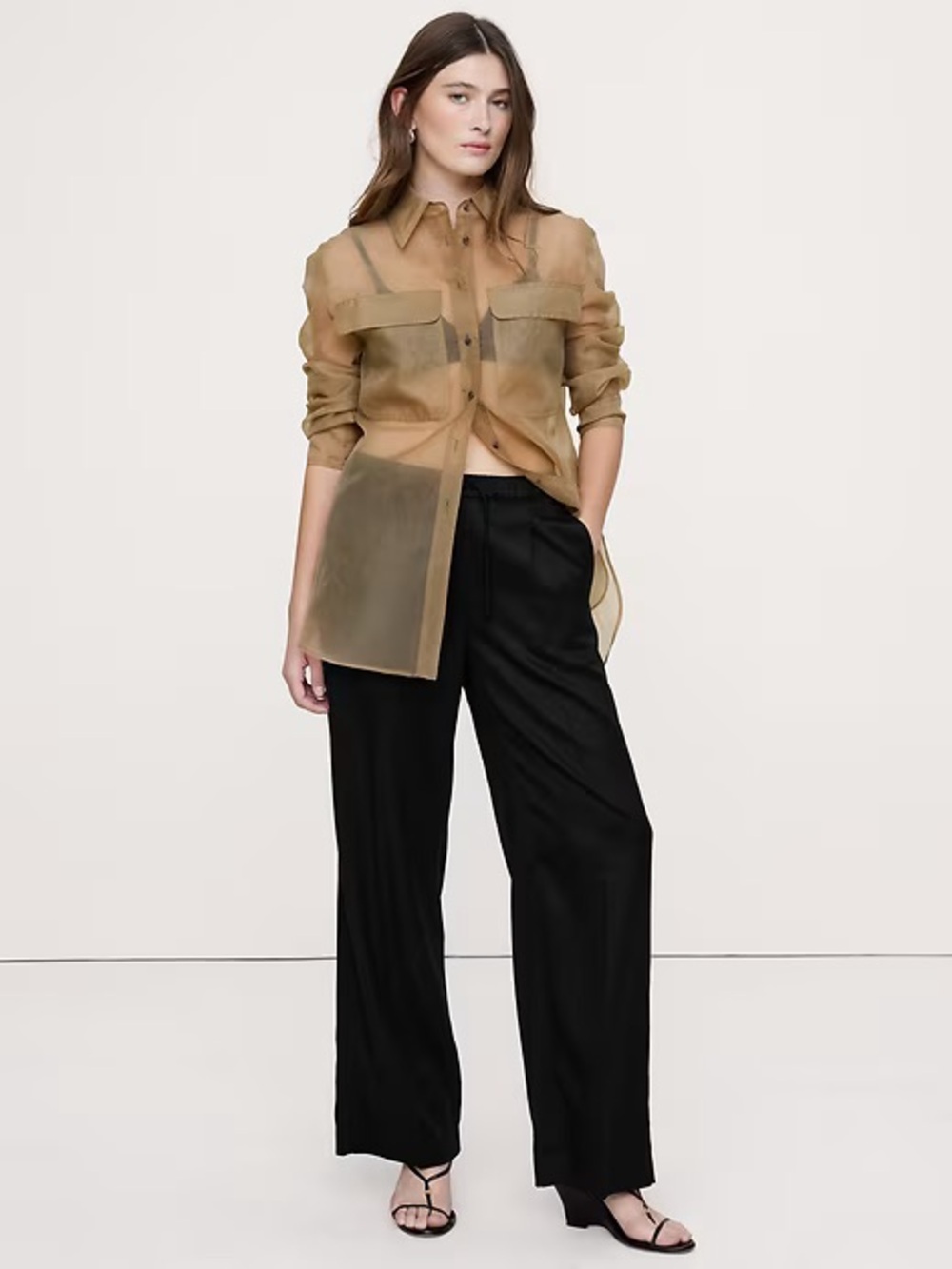 NWT! Banana Republic Wide Leg Drapery Tencel Drawstring Pull On Pant 📷7️⃣